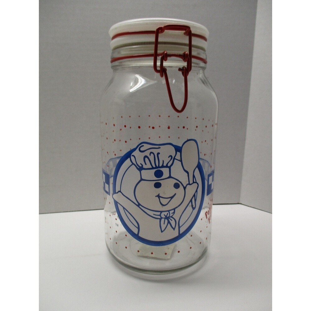 Vintage Pillsbury Doughboy Flip Top Canister Jar 9.5” Anchor Hocking